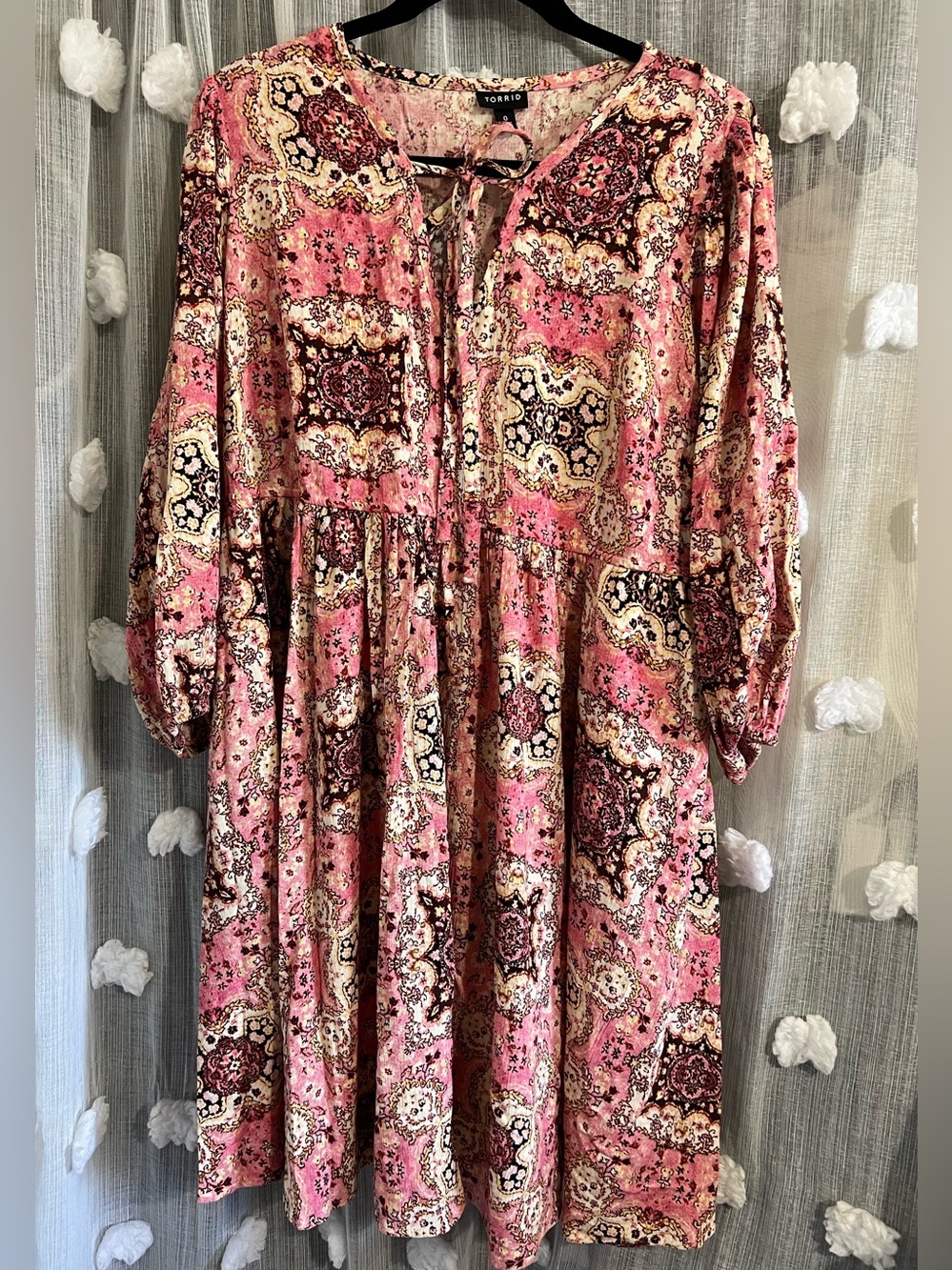 torrid Pink Paisley Tie-Front Midi Dress